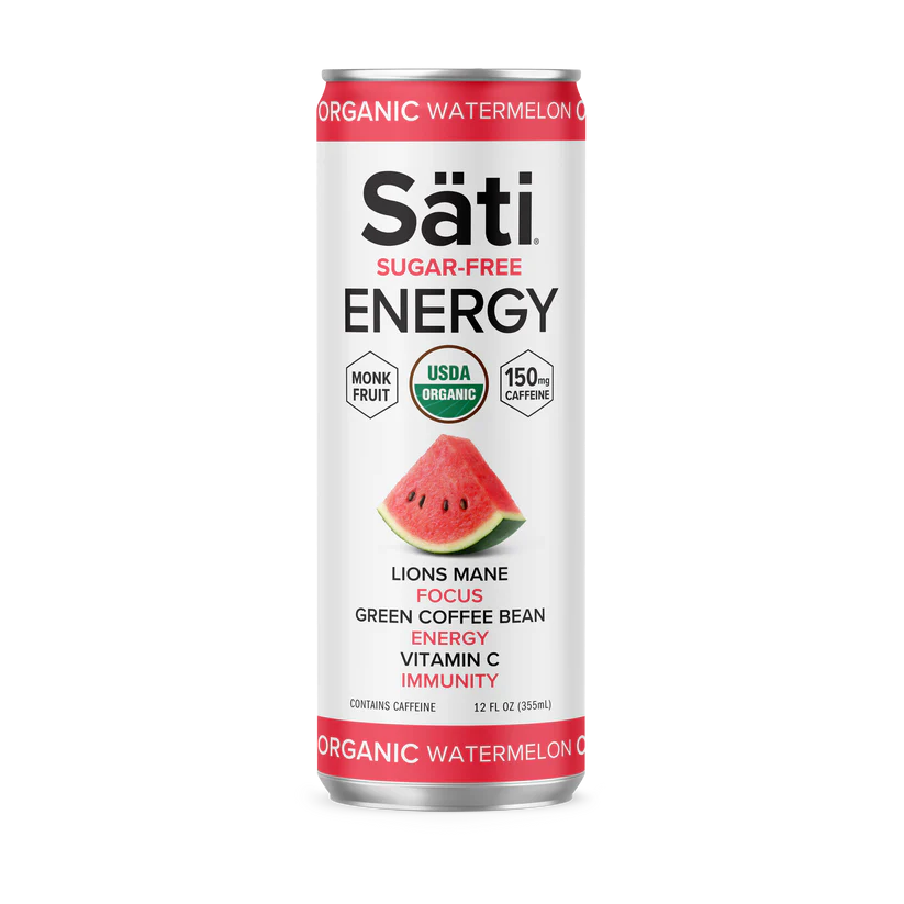 Sati Organic Sugar-Free Energy Drinks 12oz (150MG Caffeine) / Watermelon